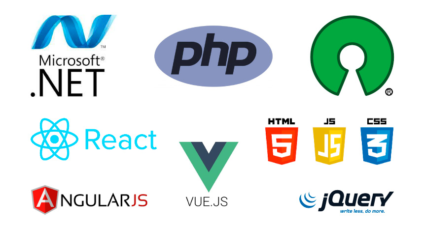 Microsoft .Net, PHP, OpenSource, React, HTML5